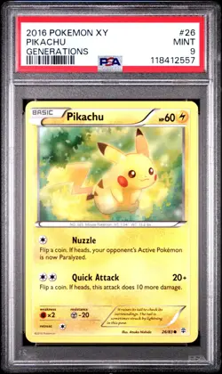 PSA 9 PIKACHU 26/83 GENERATIONS REGULAR 26 POKEMON XY - Image 1