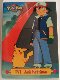 Pokemon - TV1 Ash Ketchum Topps Black Logo Non-Holo 2nd Print 1999 NM - Image 1