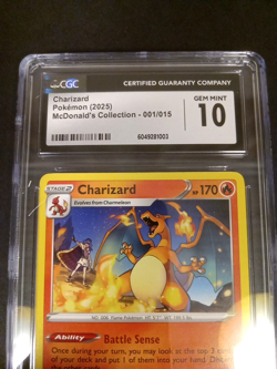 Gem Mint 10 Charizard Pokemon Card: 001/015 McDonalds 2025 CGC Graded - Image 3