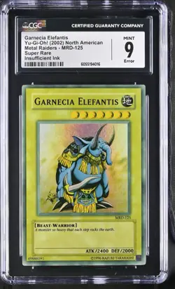 YuGiOh Garnecia Elefantis MRD-125 Insufficient Ink Max Faded Error CGC 9 Mint - Image 1