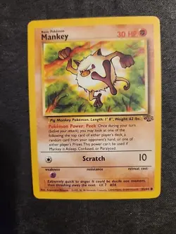 Pokemon TCG 1999 Jungle Mankey 55/64 Non-Holo Common Card LP Condition - Image 1