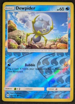 Dewpider 2017 Sun & Moon Reverse Holo Pokemon Card 45/149 (NM) - Image 1