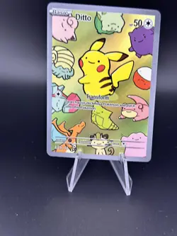 Ditto Holo Pokemon Generation One After Skool Hobby Fan Art Pikachu Derp - Image 1