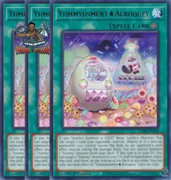 Yugioh! 3x Yummyusment Acroquey JUSH-EN024 Rare 1st Ed NM - Image 1