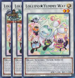 Yugioh! 3x Lollipo Yummy Way JUSH-EN021 Rare 1st Ed NM - Image 1