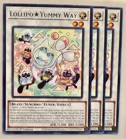 Yugioh! 3x Lollipo Yummy Way JUSH-EN021 Rare 1st Ed NM - Image 1