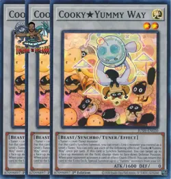 Yugioh! 3x Cooky Yummy Way JUSH-EN020 Super Rare 1st Ed NM - Image 1