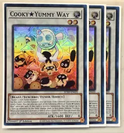 Yugioh! 3x Cooky Yummy Way JUSH-EN020 Super Rare 1st Ed NM - Image 1