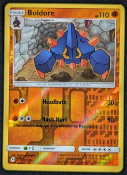 Boldore 2017 Sun & Moon Reverse Holo Pokemon Card 70/149 (NM) - Image 1