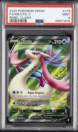 2020 POKEMON SWORD & SHIELD REBEL CLASH #179 FULL ART/MILOTIC V PSA 9 - Image 1