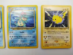 Neo Genesis Starter Pokemon Totodile 80/111 & 81/111 Croconaw 31/111 & Pikachu - Image 3