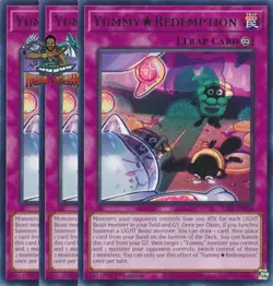 Yugioh! 3x Yummy Redemption JUSH-EN026 Rare 1st Ed NM - Image 1