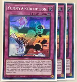 Yugioh! 3x Yummy Redemption JUSH-EN026 Super Rare 1st Ed NM - Image 1