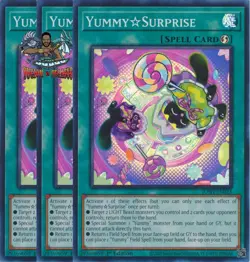 Yugioh! 3x Yummy☆Surprise JUSH-EN025 Super Rare 1st Ed NM - Image 1