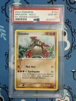 Pokemon 2004 EX Hidden Legends Groudon Holo Card #102 PSA 10 Gem Mint - Image 1