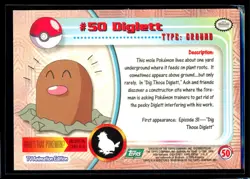 1999 Topps TV Animation Diglett #50 Green Logo Non Foil Pokemon Card - Image 2