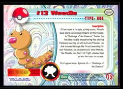 1999 Topps TV Animation Weedle #13 Green Logo Non Foil Pokemon Card - Image 2