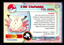 1999 Topps TV Animation Clefable #36 Green Logo Non Foil Pokemon Card - Image 2