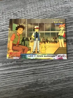 Topps Mewtwo Strikes Back #40 Like It Never Happened Pokemon Card 1st Print Blue - Image 1