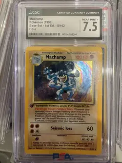 CGC 7.5 Machamp 1999 Base Set 1st Edition 8/102 Holo Pokemon Card beauty - Image 1