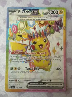 Pikachu EX 219/191 Ultra Rare Surging Sparks NEAR MINT Pokemon Card - Image 1