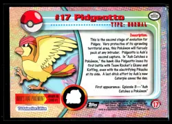 1999 Topps TV Animation Pidgeotto #17 Black Logo Non Foil Pokemon Card - Image 2