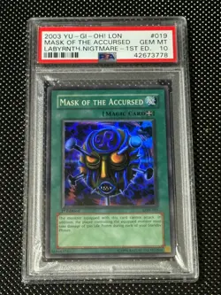 YUGIOH PSA 10 2003 Mask of Accursed LON-019 Super Rare 1st Edition *3778 - Image 1