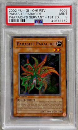 Yugioh Card 1st Ed. Parasite Paracide PSA 9 Mint Pharaoh's Servant PSV-003 2002 - Image 1