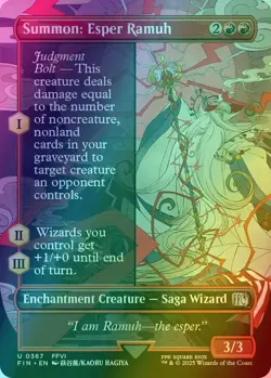 MTG magic 1x Summon: Esper Ramuh BORDERLESS FOIL (M/NM) Final Fantasy - Image 1