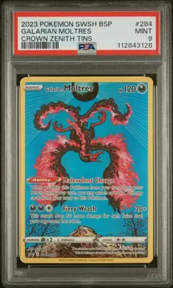 Pokemon Galarian Moltres PSA9 Black Star Promos SWSH 284 English 2023 Promo - Image 1