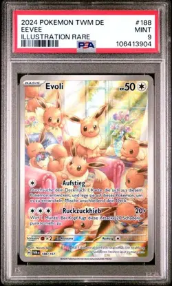 Pokemon Eevee PSA9 Masquerade in Twilight TWM188 2024 German ILLUSTRATION RARE - Image 1