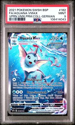 Pokemon AQUANA VMAX PSA9 Black Star Promos SWSH182 German 2021 - Image 1