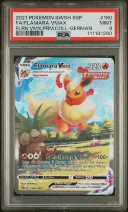 Pokemon Flamara VMAX PSA9 Black Star Promos SWSH180 German 2021 - Image 1