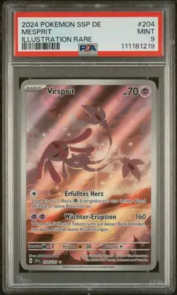 Pokemon Vesprit PSA9 Stormy Sparks SSP204 German 2024 ILLUSTRATION RARE - Image 1