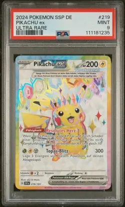 Pokemon Pikachu PSA9 Stormy Sparks SSP219 German 2024 Ultra Rare - Image 1