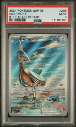 Pokemon Panzaeron PSA9 Stormy Sparks SSP209 German 2024 ILLUSTRATION RARE - Image 1
