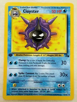 Cloyster 32/62 (1st Edition) - Fossil Set Non-Holo WOTC Pokemon TCG Card [VLP] - Image 1