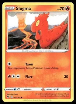 2020 Vivid Voltage Set Pokemon Card 027 Slugma NM - Image 1