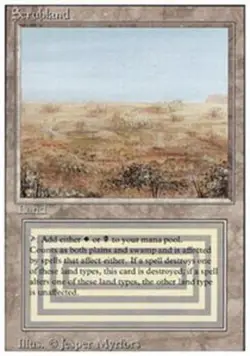 MTG Scrubland, Damaged, English Revised Edition - Image 1