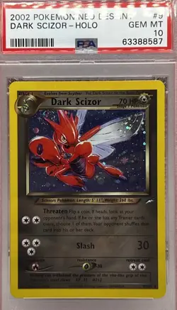 Pokemon Dark Scizor Neo Destiny Unlimited Holo Rare #9 PSA 10 Gem Mint Low Pop - Image 1