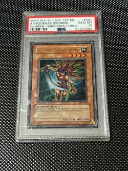 YUGIOH PSA 10 2003 Amazoness Swords Woman MFC-061 Ultra Rare 1st Edition *3065 - Image 1