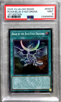 Yugioh Card 1st Ed Roar Blue-Eyed Dragons PSA 9 Mint, SDWD-EN019 2025 - Image 1