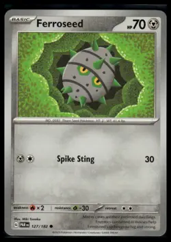 Pokemon SV04: Paradox Rift #127/182 Ferroseed Freshly Pulled - Image 1