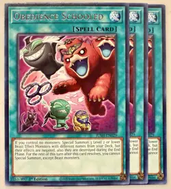 Yugioh! 3x Obedience Schooled JUSH-EN029 Rare 1st Ed NM - Image 1