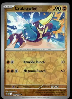 Pokemon Crabrawler 114/197 Obsidian Flames Reverse Holo Common 5 Card Lot - Image 1