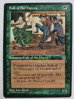 MTG Magic The Gathering Card Folk of An-havva Summon Green Homelands 1995 - Image 1