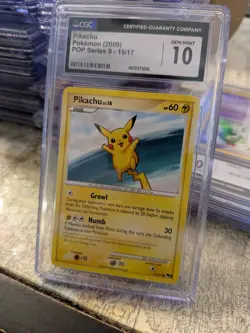 (TOP POP 4) CGC 10 GEM MINT Pokemon 2009 Pop Series 9 Pikachu 15/17 card - Image 1