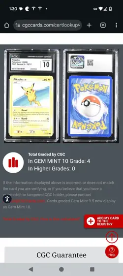 (TOP POP 4) CGC 10 GEM MINT Pokemon 2009 Pop Series 9 Pikachu 15/17 card - Image 4