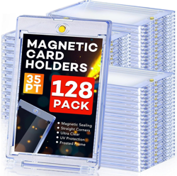 128ct Magnetic Card Holders, 35pt One Touch Holder, U-V 128Pack, Clear - Image 1