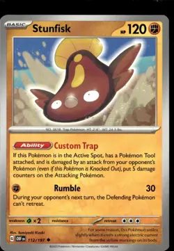 Pokemon Stunfisk 112/197 Obsidian Flames Non Holo Uncommon 5 Card Lot - Image 1